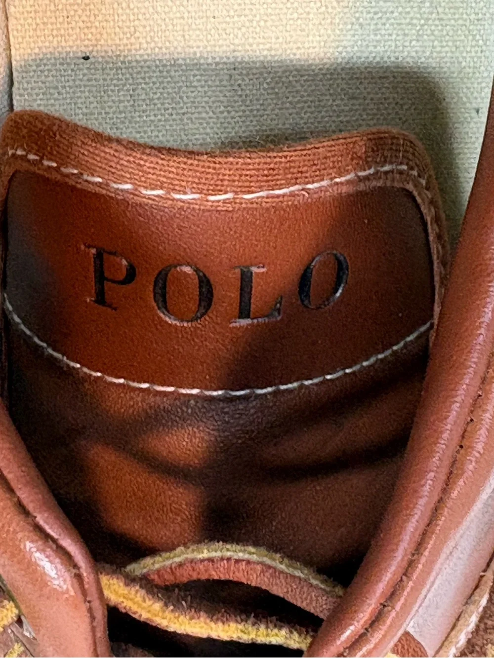 Polo by Ralph Lauren Brown Leather Vaughn Sneakers with White Sole Men 9D